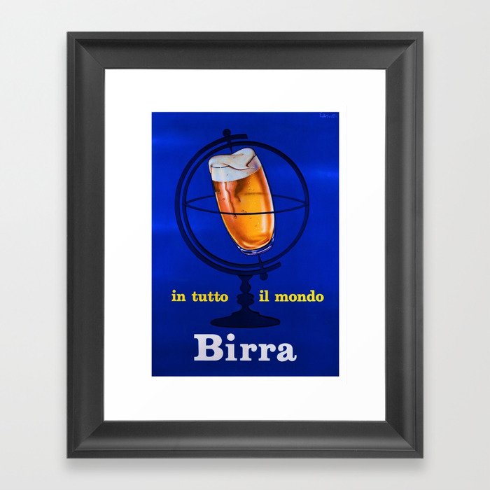 Dark Blue Italian Draft Beer Vintage Advertising Poster for kitchen, dinning room & living room   Framed Art Print