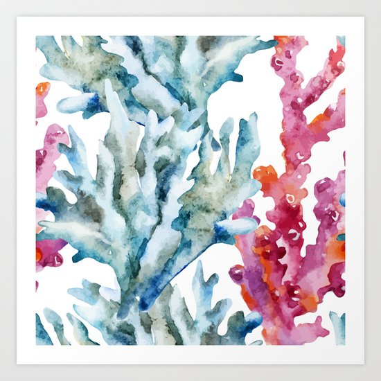 Sea Life Pattern 02 Art Print