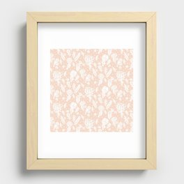 Wildflowers Silhouettes and Dots - Blush, Almond and White Recessed Framed Print