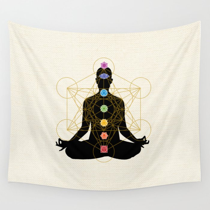 Sacred Geometry Metatron's Cube Chakra Meditation Wall Tapestry