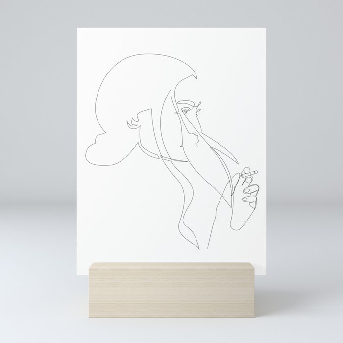 Smoke one line Mini Art Print