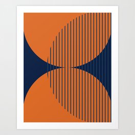 Abstraction Shapes 111 in Navy Blue Orange Yellow (Moon Phase Abstract)  Art Print