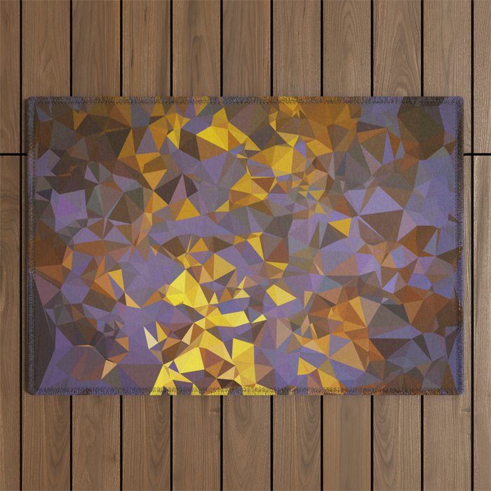 Purple Gold Low Poly Geometric Art Outdoor Rug