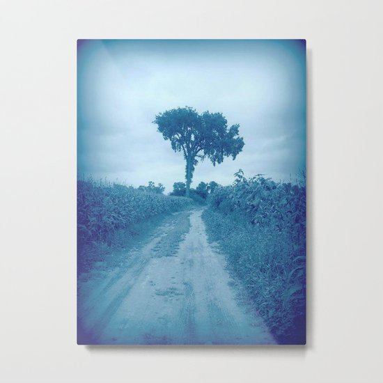 The Tree in Blue Metal Print