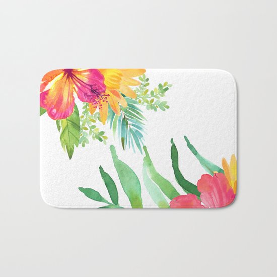 Vintage flowers in color Bath Mat