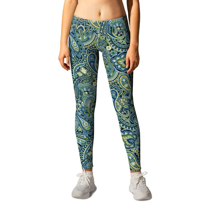 Paisley Forest Green Leggings by Barbara Pixton
