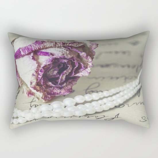 love letter with pearls and rose Rectangular Pillow