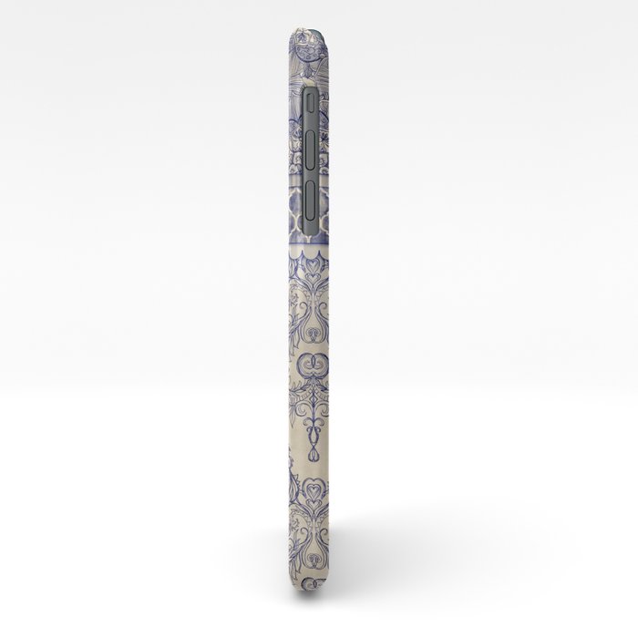 Vintage Wallpaper Hand Drawn Patterns In Navy Blue Cream