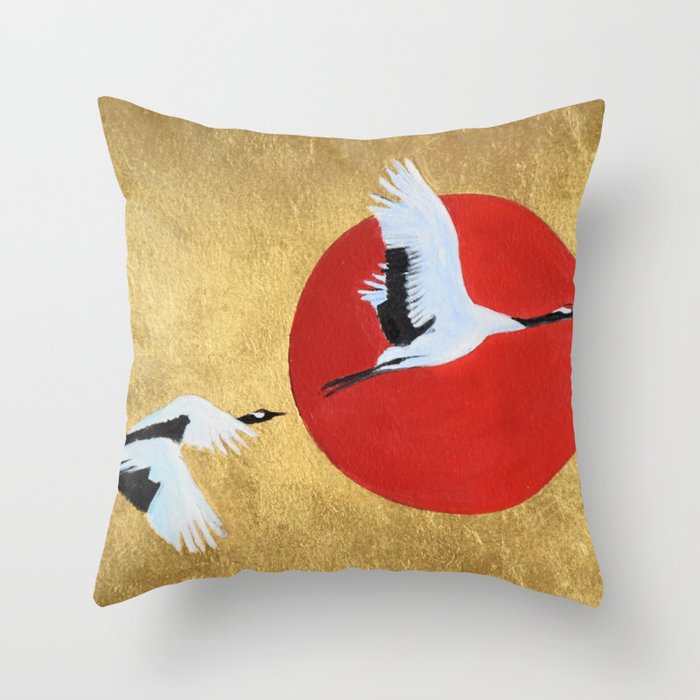 Japanese Crane Throw Pillow