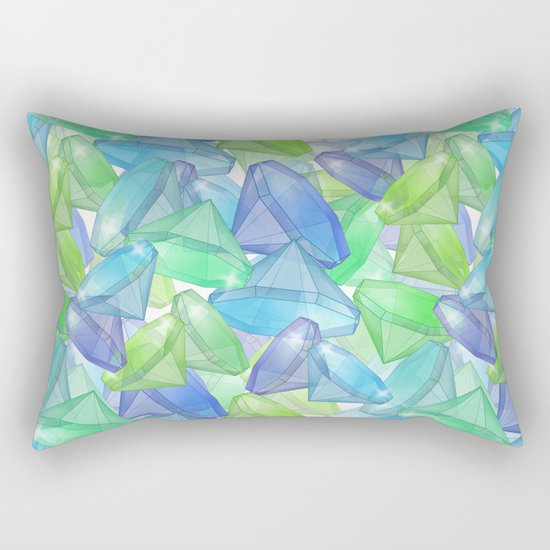 Placer precious stones, yellow , green , blue . Rectangular Pillow