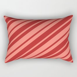 [ Thumbnail: Red and Salmon Colored Lines/Stripes Pattern Rectangular Pillow ]