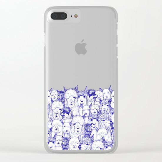 just alpacas blue white Clear iPhone Case