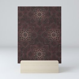 Geometric Floral Pattern in a Subdued Burgundy with Hints of Green Undertones Mini Art Print