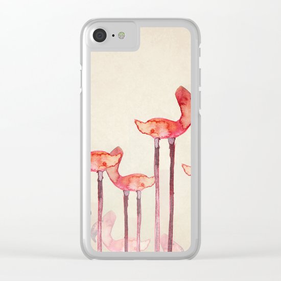Transmogrified Flamingo Colony Clear iPhone Case