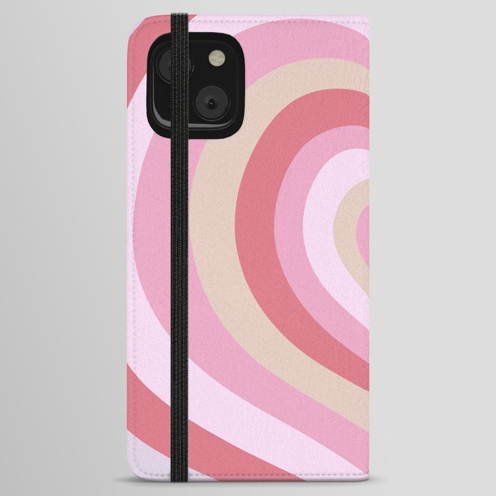 Retro Groovy Love Hearts - frosted pink bubblegum and rose iPhone Wallet Case