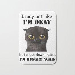 Hungry Cat Funny Hoodie Sweater Bath Mat