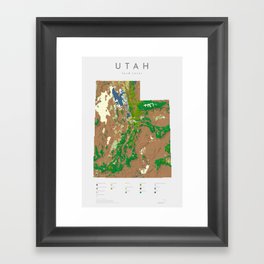 Utah Land Cover Map Art Framed Art Print