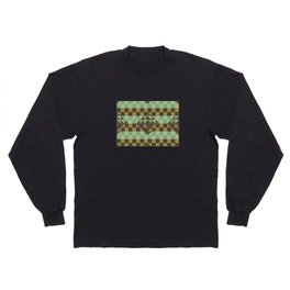 Sage green and brown gingham checked ornament Long Sleeve T-shirt