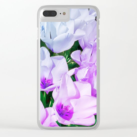 Blue Indigo Tulips Clear iPhone Case