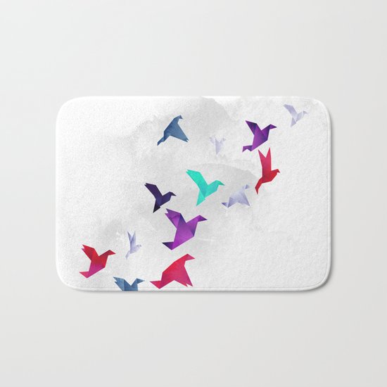 Paper birds Bath Mat
