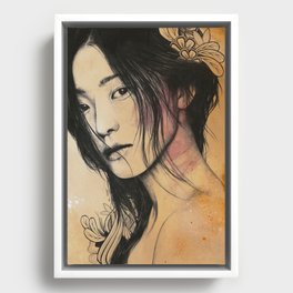 Stoic II | japanese woman with mandalas Framed Canvas