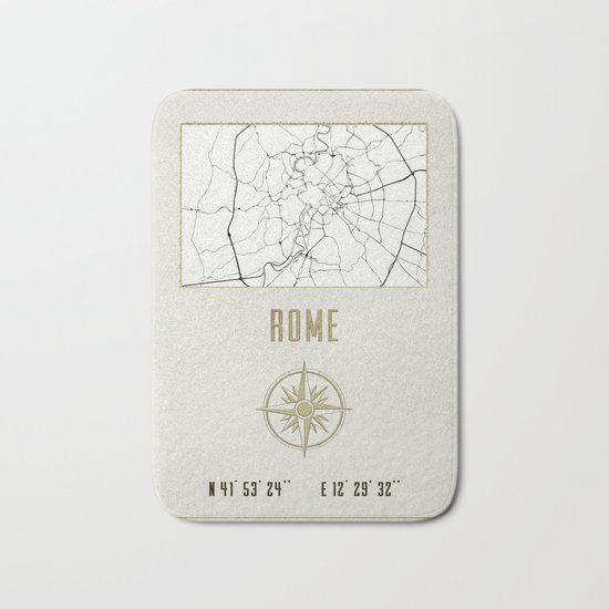 Rome - Vintage Map and Location Bath Mat