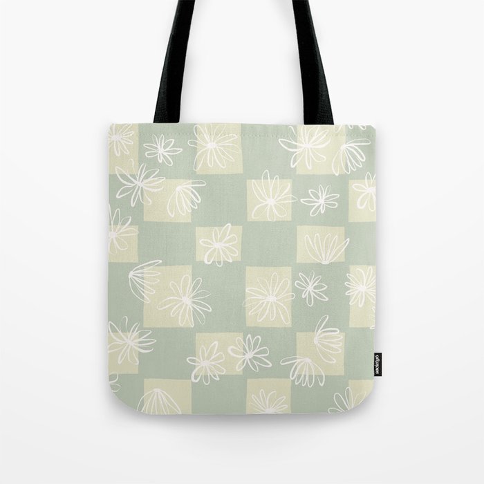 Daisy checkerboard in spring meadow Tote Bag