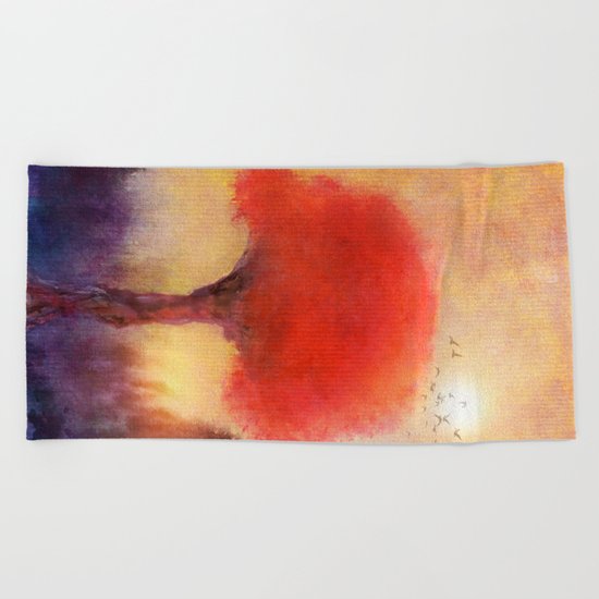 Red Tree Beach Towel