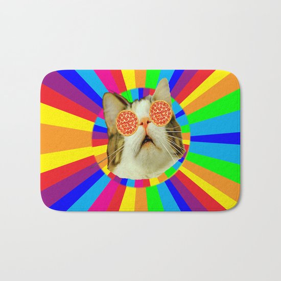 pizza loving cat Bath Mat