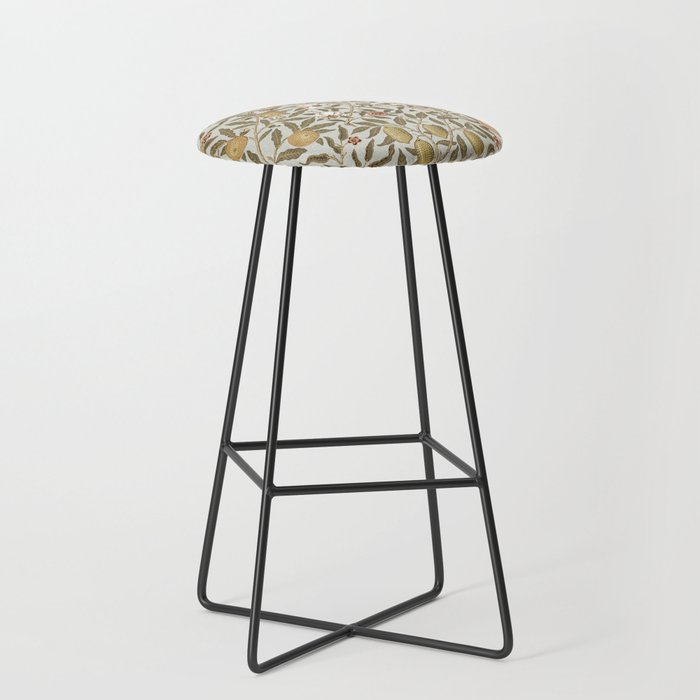 Pomegranate Pattern By William Morris - Gray Vintage Adaption- Small scaled pattern Bar Stool