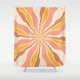 Retro Vintage 70s Sunburst Shower Curtain