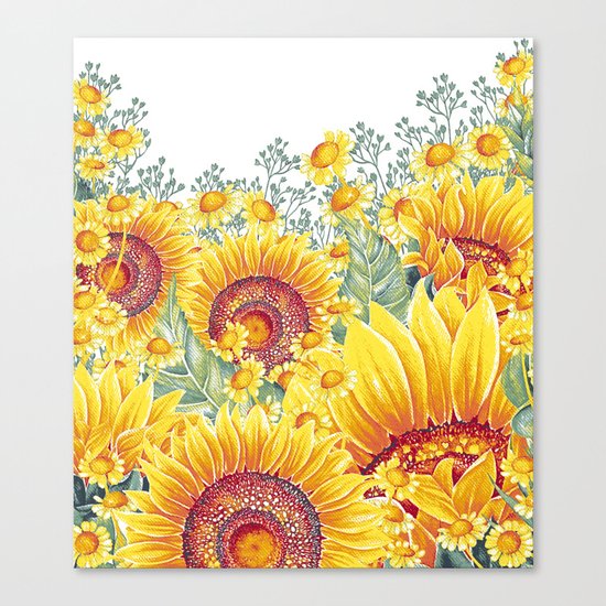 Vintage Garden 15 (Sunflower Field) Canvas Print