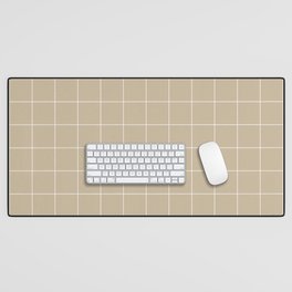 Windowpane Check Grid (white/tan) Desk Mat