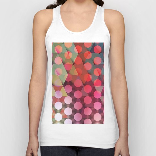 Circles on Triangles Pink Unisex Tank Top
