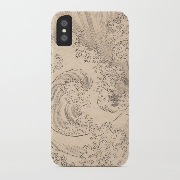Wave by Katsushika Hokusai 1760–1849 Japanese Woodblock Allover Pattern Black and Tan Ink Drawing iPhone Case