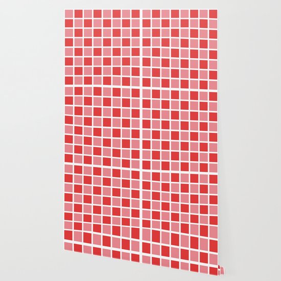 Modern Checkers Red Tiles Wallpaper By Auroria Society6 Modern Checkers Red Tiles Wallpaper