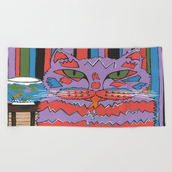 Cat Attack Beach Towel