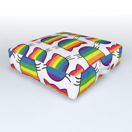 LGBT Rainbow Flag Kitty Cat Pattern Outdoor Floor Cushion