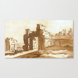 Ruins of the Great Hall of the Baths of Caracalla, Rome Canvas Print