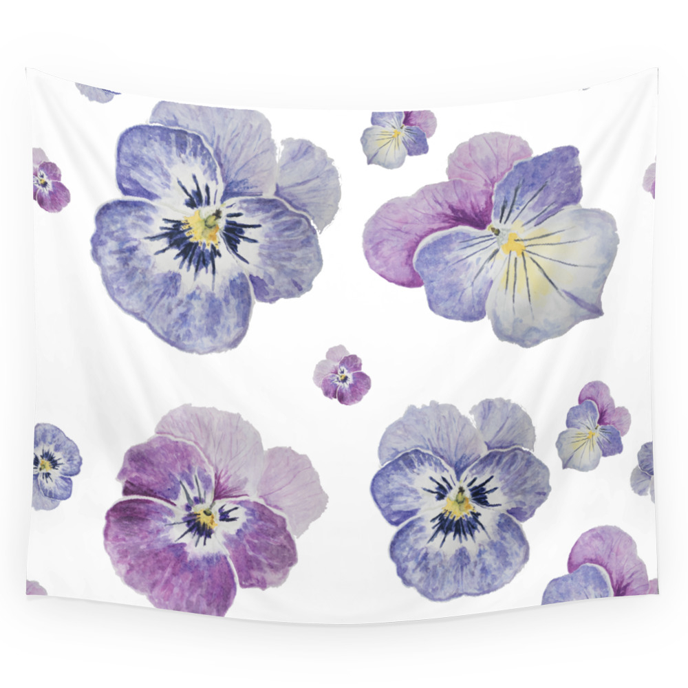 Watercolor Pansy Pattern Wall Tapestry by ddsilverpennies