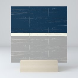 Color Block Navy Blue and Gray Mini Art Print