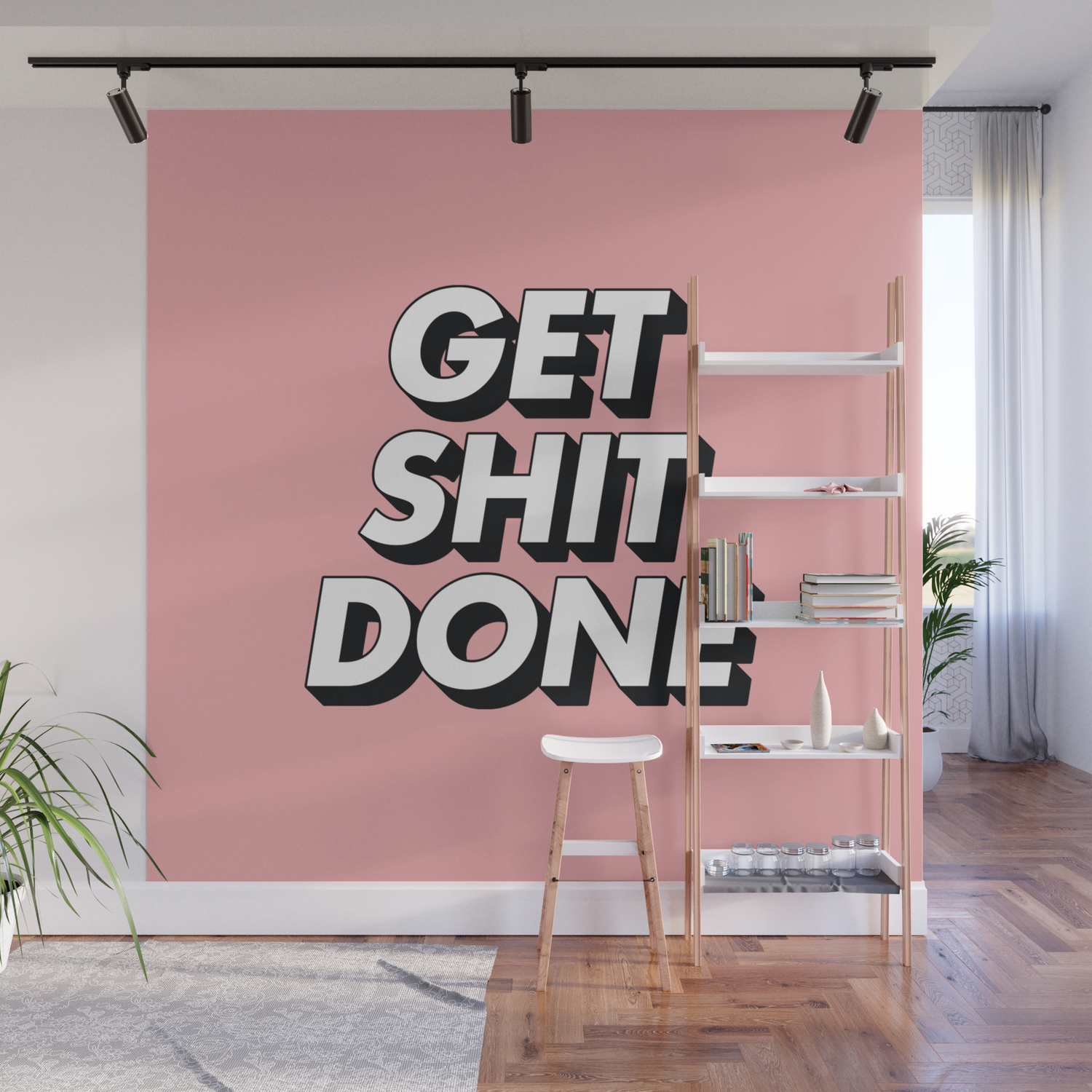 Get Shit Done Black And White Typography Pink Black And White