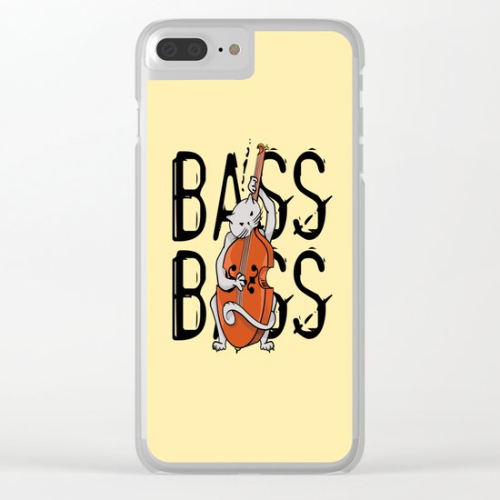Cat Playing A Double Bass Clear iPhone Case