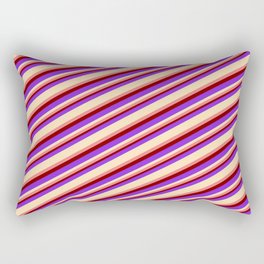 [ Thumbnail: Purple, Beige, Light Coral & Maroon Colored Lined/Striped Pattern Rectangular Pillow ]