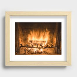 Beautiful fire in a fireplace Recessed Framed Print