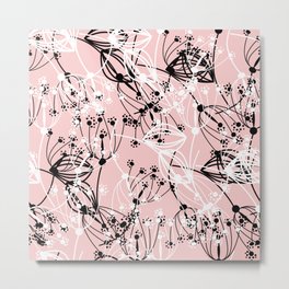 Summer grass #retro Metal Print | Pink, Pattern, Blackandpink, Dill, Abstract, Floral, Digital, Flowers, Summer, Retropattern 