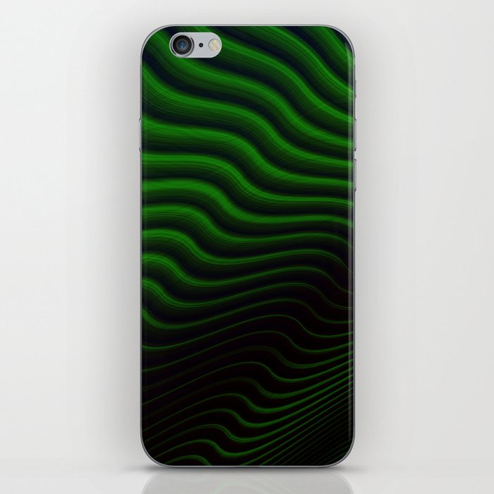Black and Green Wave Stripes iPhone Skin