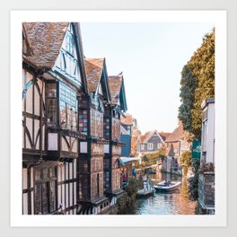Great Britain Photography - River Going Between Medieval Buildings Art Print