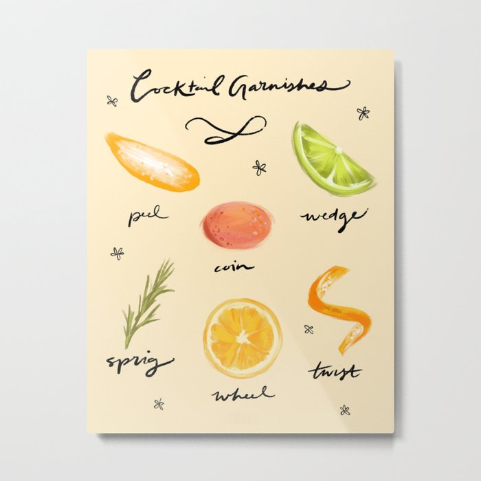 Guide to Cocktail Garnishes Metal Print