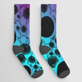 Space Bubble Spots - Purple/Cyan Socks